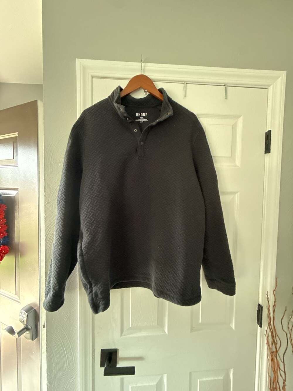 Rhone Weekend Quilted Pullover Size XL/TG Black Snap Mock Neck
